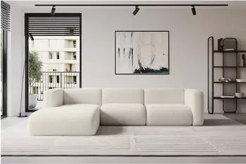 ALTDECOR MIRA-L2 Ecksofa L-Form Ottomane links, beige Bouclé, 318x179x89cm (800002004556)