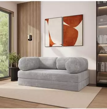 Masseno ALVIO Schlafsofa Kordstoff hellgrau (800001993916)