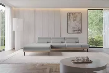 ALTDECOR Mona Ecksofa L-Form elektrisch 316x205cm hellgrau Bouclé (800002026651)