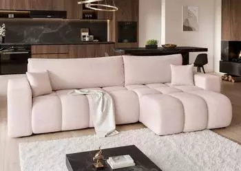 Fun M&ouml;bel Anabel Max Ecksofa mit Schlaffunktion, Stoff, creme