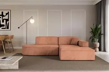 ALTDECOR IREA-L1-v4 Ecksofa L-Form Velours, koralle, Ottomane rechts (800001704047)