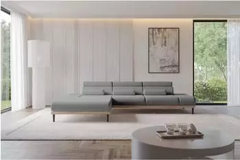 ALTDECOR Mona Ecksofa L-Form elektrisch, Velours grau, 316x205cm (800002026650)