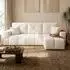 Fun Möbel DENISE Ecksofa Schlafsofa, Stoff Centaur, creme, Ottomane rechts