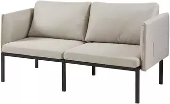 en.casa Kamar 2-Sitzer Sofa, Polyester, beige (69x158x63 cm)