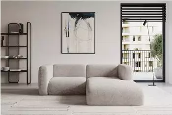 ALTDECOR MIRA-L1 Ecksofa L-Form Velours hellgrau 227x179x89cm