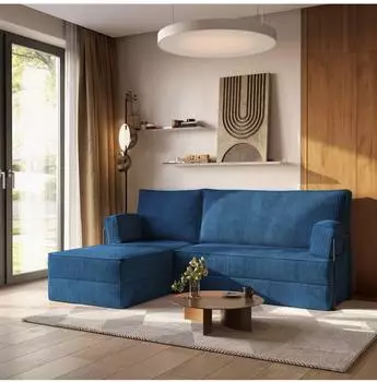 Masseno NOTIA Ecksofa mit Schlaffunktion, Kordstoff, blau (800001993889)