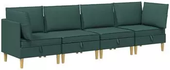 vidaXL Modulares Sofa-Set mit Stauraum 4-teilig, dunkelgr&uuml;n, Stoff