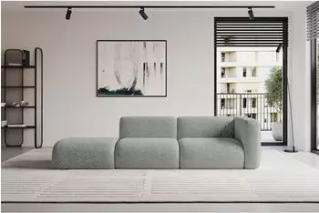 ALTDECOR MIRA-S3 Modulares Sofa mit Ottomane rechts, Velours, grün (800002003582)
