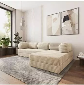 Masseno ETERA Ecksofa mit Schlaffunktion, modular, Kordstoff, creme (800001993769)