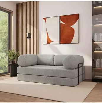 Masseno EIREN Schlafsofa Boucl&eacute;-Stoff hellgrau (800001994077)