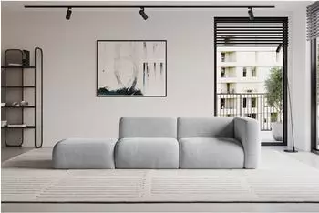 ALTDECOR MIRA-S3 modulares Ecksofa mit Ottomane rechts, Cord, grau, 296x89x70cm (800002003638)