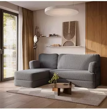 Masseno SABI Ecksofa modular mit Schlaffunktion, Bouclé, grau (800001994074)