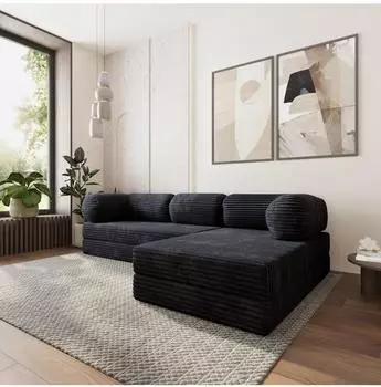 Masseno ETERA Ecksofa mit Schlaffunktion, modular, schwarz, L-Form (800001993745)