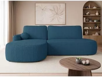 Mirjan24 Loridu O Cord Ecksofa L-Form, Schlaffunktion, Bettkasten, blau (800001993125)