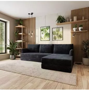 Masseno ANKO Ecksofa modular mit Schlaffunktion, schwarz, L-Form 270x160cm (800001994061)