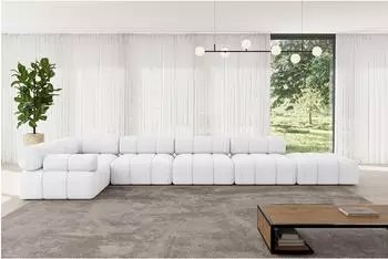 ALTDECOR Felto-L3 Ecksofa L-Form 7-Sitzer Boucl&eacute; wei&szlig; 475x190cm (800001554895)