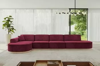 ALTDECOR MARI-L3-v1 Ecksofa L-Form Velours bordeauxrot 413x171cm (800001724170)