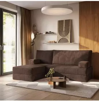 Masseno NOTIA Ecksofa mit Schlaffunktion, Cord, braun, L-Form (800001993783)