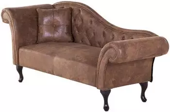Beliani Chaiselongue Chesterfield-Stil linksseitig, Kunstleder hellbraun