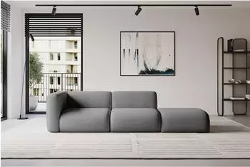 ALTDECOR MIRA-S3 modulares Ecksofa Velours grau 296x89x70cm (800002004210)