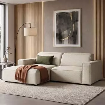 Selsey Sellmo Ecksofa L-Form Ottomane links, Chenille creme, 210cm