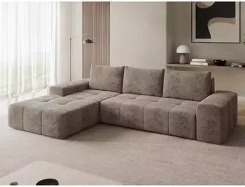 Mirjan24 Tonseo L Eckschlafsofa Chenille hellbraun, Ottomane links, 275x173cm (800001997010)