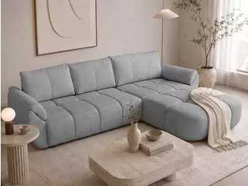 Beautysofa Massimo Ecksofa L-Form mit Schlaffunktion und Bettkasten, hellgrau (800001979206)