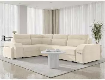 Mirjan24 Alvares Ecksofa L-Form mit Schlaffunktion und 2 Bettk&auml;sten, creme, 305x205cm