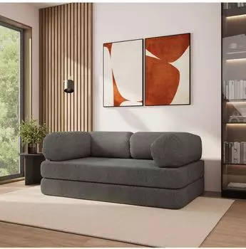 Masseno EIREN Schlafsofa Schaumstoff Boucl&eacute;-Stoff grau (800001993813)