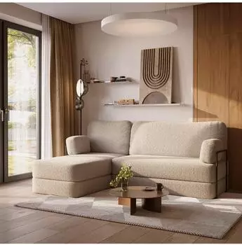 Masseno SABI Ecksofa modular, Bouclé-Stoff, beige, L-Form (800001994064)