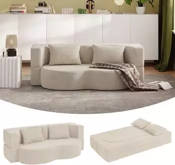 SoBuy Schlafsofa 2-Sitzer Cord beige (FST101-MI)