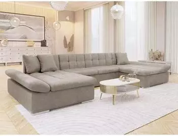 Mirjan24 Alia U-Form Schlafsofa mit Bettkasten, taupe (800001993195)