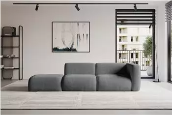 ALTDECOR MIRA-S3 Modulares Sofa mit Ottomane rechts, Cord, dunkelgrau (800002003592)
