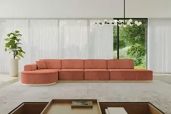 ALTDECOR Arrio-L3 Ecksofa L-Form Ottomane links, Velours, apricot (800001936331)