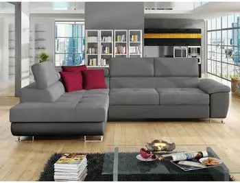 Mirjan24 Cotere Ecksofa mit Schlaffunktion, Bettkasten & Kopfst&uuml;tzen, L-Form (800000671481)