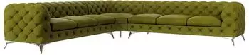 S-Style M&ouml;bel Chesterfield Ecksofa Laura Samt, olivgr&uuml;n, L-Form 323x323cm (800000820517)