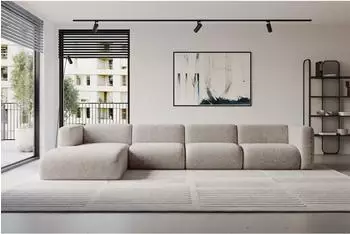 ALTDECOR MIRA-L3 Ecksofa L-Form, Velours, hellgrau, 409x179x70cm (800002004642)