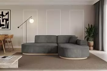 ALTDECOR MARI-L1-v1 Ecksofa L-Form, Velours, dunkelgrau (800001931744)