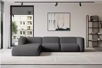 ALTDECOR MIRA-L2 Ecksofa L-Form Velours, dunkelgrau, 318x179x89cm (800002004541)