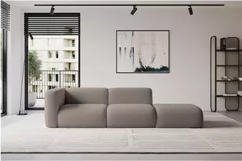 ALTDECOR MIRA-S3 modulares Sofa mit Ottomane links, braun Bouclé (800002004267)
