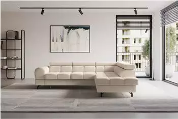 ALTDECOR LUMA-L Ecksofa mit Schlaffunktion, Velours, beige, 272x203cm (800001940872)