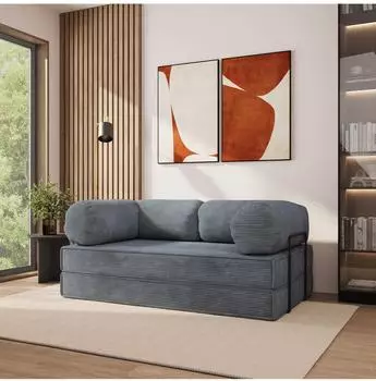Masseno ALVIO Schlafsofa Schaumstoff Kordstoff grau (POSO 60)