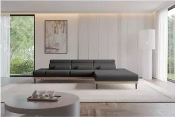 ALTDECOR Mona Ecksofa L-Form elektrisch 316x205x85cm schwarz Velours (800002027153)