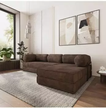 Masseno ETERA modulares Ecksofa mit Schlaffunktion, Kordstoff, braun (800001993974)