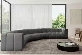ALTDECOR Lazro-U1 modulares Sofa U-Form, Velours, dunkelgrau, 373x373x70cm (800001616786)