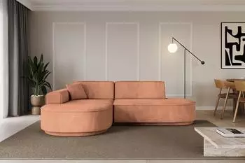 ALTDECOR MARI-L1v3 Ecksofa L-Form Velours, apricot, 243x171cm (800001940764)