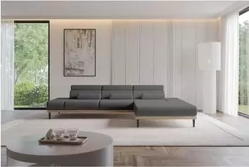 ALTDECOR Mona Ecksofa L-Form elektrisch 316x205cm dunkelgrau Velours