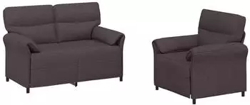 vidaXL Sofa-Set 2-teilig, dunkelbraun, Stoff (3424847)