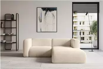 ALTDECOR MIRA-L1 Ecksofa L-Form Cord beige, Ottomane rechts, 227x179x89cm (800002004709)