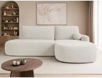 Mirjan24 Loridu O Ecksofa L-Form mit Schlaffunktion & Bettkasten, Chenille, creme (800001992984)